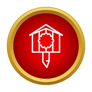 Birdhouse nesting box simple line icon design Stock Illustration