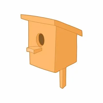 Birdhouse or nesting box icon, cartoon style Illustrazione stock
