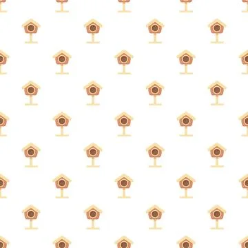 Birdhouse pattern forming repeating seamless background Stock Illustration
