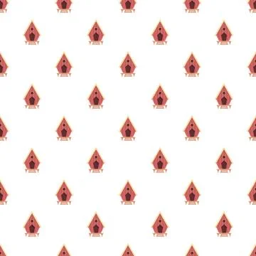 Birdhouse seamless pattern creating a repeating background Illustrazione stock