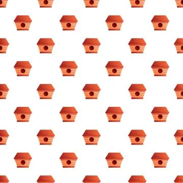 Birdhouses forming a seamless decorative pattern background 스톡 일러스트