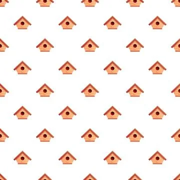 Birdhouses seamless pattern creating a repeating background texture 스톡 일러스트