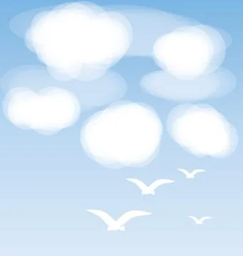 Birds and clouds イラスト素材