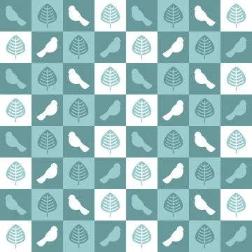 Birds and leaves geometric pattern seamless. Baby fabric texture Stock Illustration