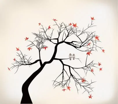 Birds and tree Stock Illustration