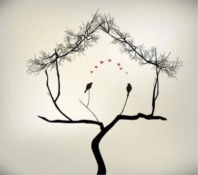 Birds and tree Stock Illustration