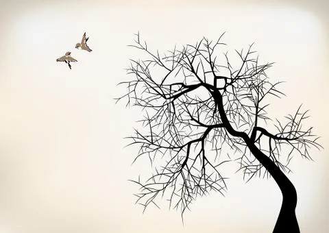 Birds and tree Stock Illustration