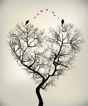 Birds and tree Stock Illustration