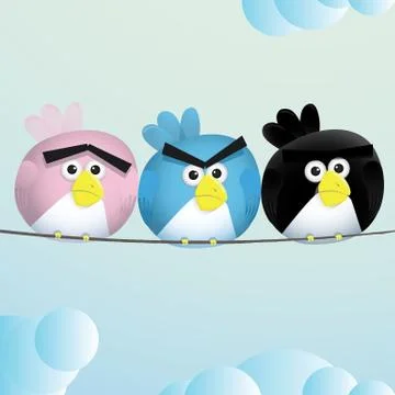 Birds angry sad espression Stock Illustration
