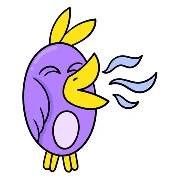 Birds are chirping singing, doodle icon image kawaii Stock Illustration
