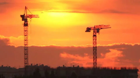 Birds at background construction Stock Footage 135401147