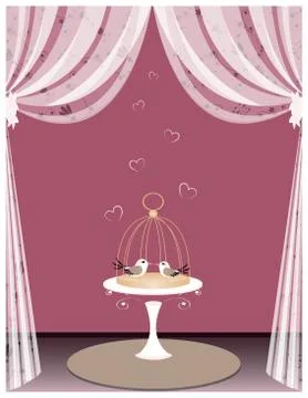 Birds on birdcage Stock Illustration
