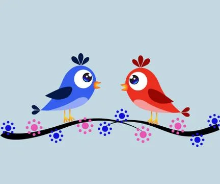 Birds on the branch Stock Illustration