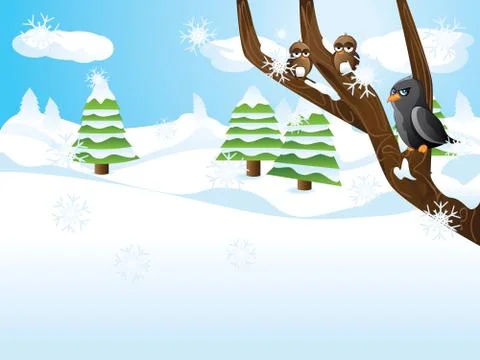Birds on branch Illustrazione stock