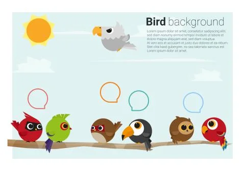 Birds on branches background Stock Illustration