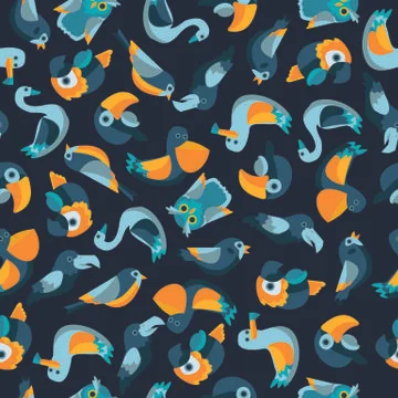 Birds dark seamless pattern Stock Illustration