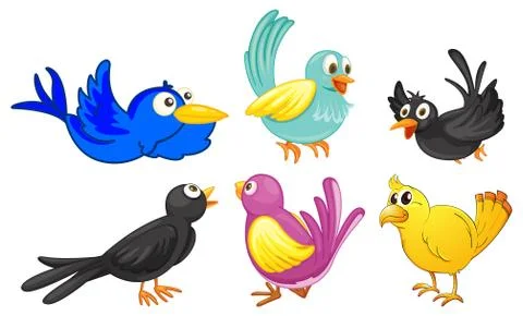 Birds with different colors Stock Illustration