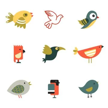 Birds Different Styles Vector Illustration イラスト素材