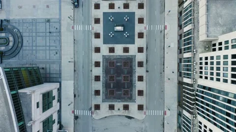 Birds Eye Aerial View, Empty City Street During Coronavirus Pandemic, Chicago 4k Stock Footage 130405106