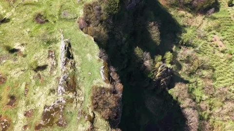 Bird’s-Eye Drone Flight Over Cliffside Castle Ruins in 4K Stock-Footage 339055261