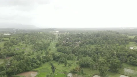 birds eye drone green mountans and fam r... | Stock Video | Pond5