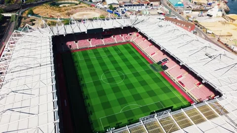 Birds Eye Drone View of St Marys Stadium Interior Stock Footage 344012274