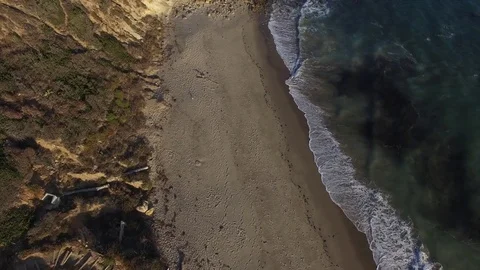 Birds eye over beach with waves Stock Footage 81721053