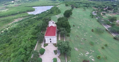 Bird's-eye panoramic view from drone to landscape of forests, extensive field Stock Footage 68076870
