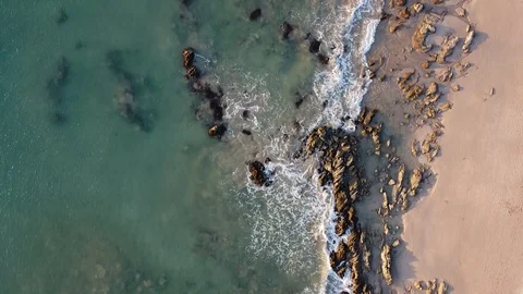Birds eye of a rocky beach  Stock Footage