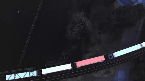 Birds-Eye shot of train Stock Footage 98227415