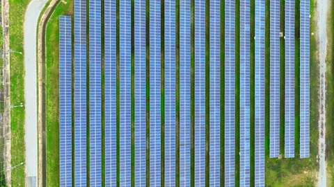 Bird's eye solar array. Stock Footage 253885606