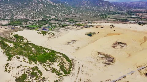 Bird's Eye Top Down Phan Rang Coastal Sand Dunes Patterns Stock Footage 332842241