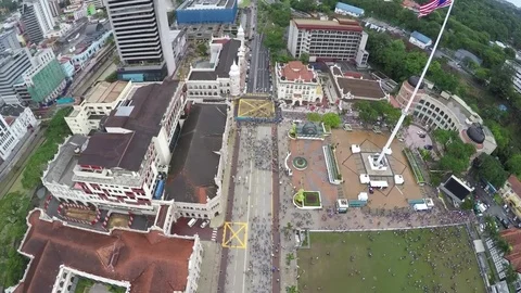 Birds Eye Top View of Merdeka Square - With Tilt Upwards Stock Footage