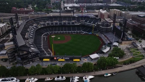 Birds Eye View Above Empty Baseball Stadium at Dawn Stock Footage 341700649