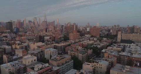 Birds eye view of Alphabet City. Manhattan Lower East Side. New York. USA. Stock Footage
