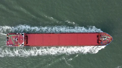 Bird's Eye View of a Cargo Ship at Sea | Stock Video | Pond5