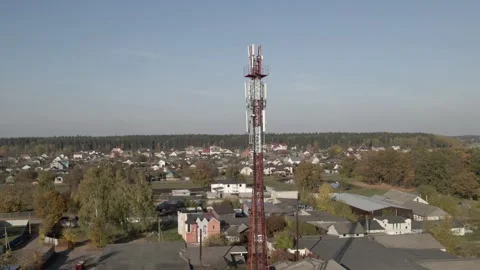 A bird's-eye view of the cell tower. Stock Footage 165822116