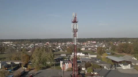 Bird's-eye view of the cellular tower Stock Footage 165819430