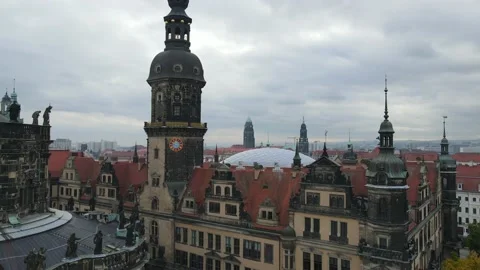 Bird's Eye View of Dresden's Central Square: A Drone Tour Stock Footage 238467865