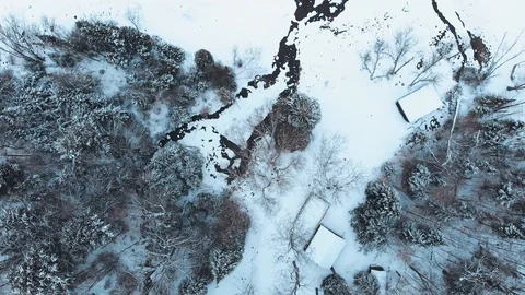 Birds eye view from drone at Eagle Lake, Ontario, Canada Stock Footage 99988631