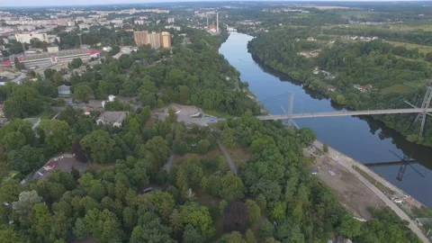 Birds eye view from drone to a labyrinth in the Botanical garden at summer. Stock Footage 158088733