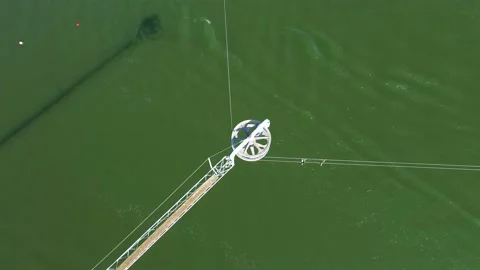Birds eye view drone shot of a waterski ... | Stock Video | Pond5
