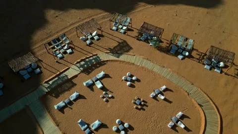 Birds eye view drone shot campsite with ... | Stock Video | Pond5