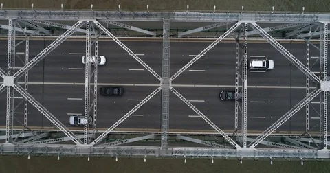 Birds eye view by drone of traffic on Story Bridge Stock Footage 76561602