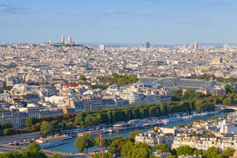 Birds eye view from Eiffel Tower on Paris city 스톡 사진