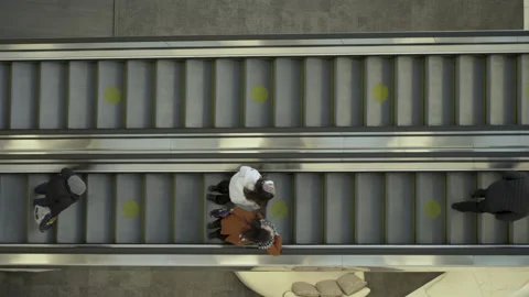 Bird's eye view of the escalator Stock Footage 166458692