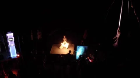 Birds Eye View of Fire Dancer Stock Footage 49730994