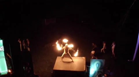 Birds Eye view of Fire Spinner Stock Footage 49730995