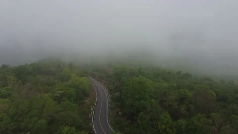 Bird's eye view   Fly in the sky the mist om the mountain Stock Footage 154839671