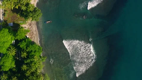 Birds Eye View Flying Over an Island in The Morning in Papua Stock Footage 229755293
